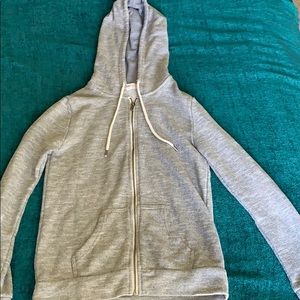 gray zip up hoodie